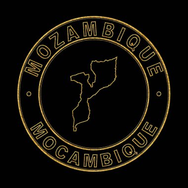 Mozambik Haritası, Altın Damga Siyah Arkaplan, Kırpma Yolu
