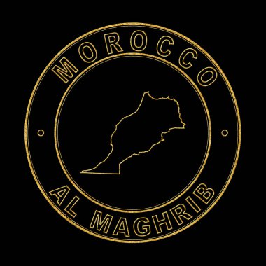 Fas Haritası, Altın Damga Siyah Arkaplan, Kırpma Yolu