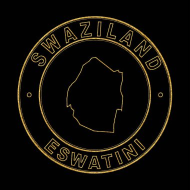 Svaziland Haritası, Altın Damga Siyah Arkaplan, Kırpma Yolu