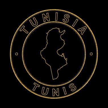 Tunus Haritası, Altın Damga Siyah Arkaplan, Kırpma Yolu