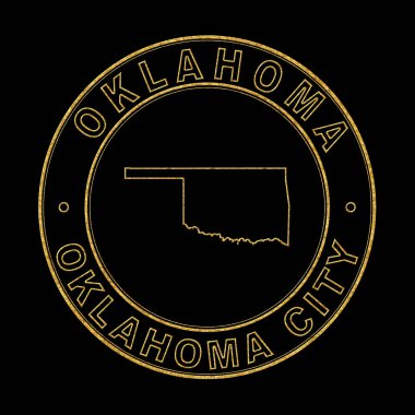 Oklahoma Haritası, Altın Damga Kara Arkaplan, Kırpma Yolu