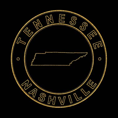 Tennessee Haritası, Altın Damga Siyah Arkaplan, Kırpma Yolu