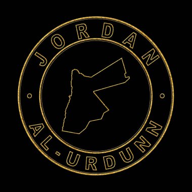 Ürdün Haritası, Altın Damga Siyah Arkaplan, Kırpma Yolu
