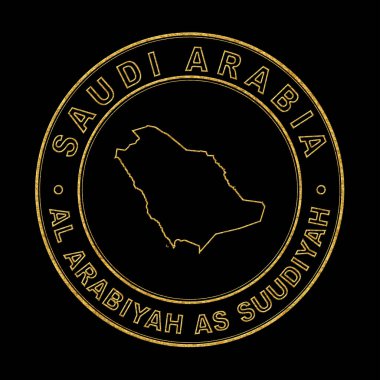 Suudi Arabistan Haritası, Altın Damga Kara Arkaplan, Kırpma Yolu