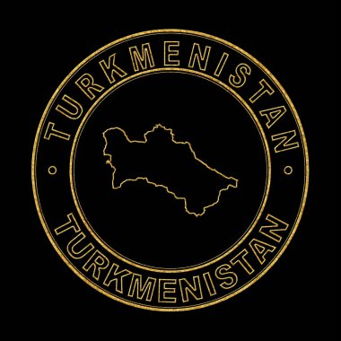 Türkmenistan Haritası, Altın Damga Siyah Arkaplan, Kırpma Yolu