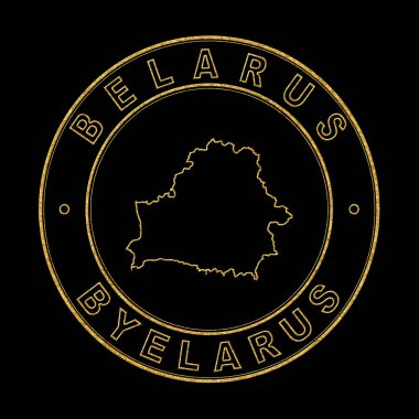 Belarus Haritası, Altın Damga Kara Arkaplan, Kırpma Yolu