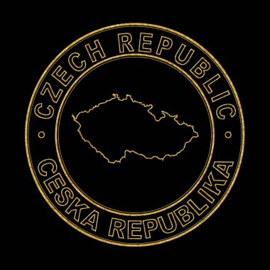 Çek Cumhuriyeti Haritası, Altın Damga Siyah Arkaplan, Kırpma Yolu
