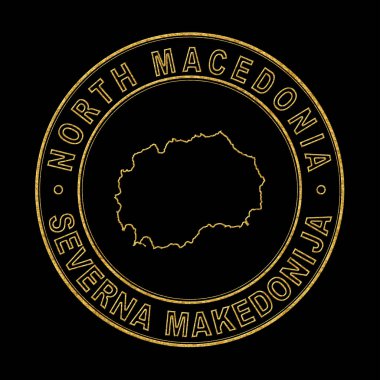 Kuzey Makedonya Haritası, Altın Damga Siyah Arkaplan, Kırpma Yolu