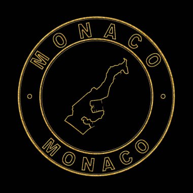 Monako Haritası, Altın Damga Siyah Arkaplan, Kırpma Yolu