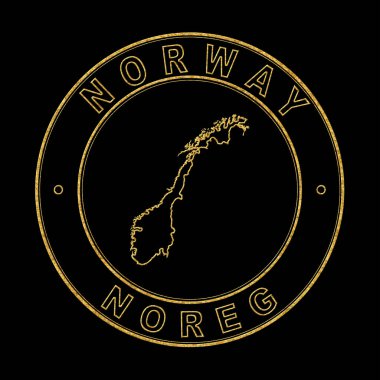 Norveç Haritası, Altın Damga Kara Arkaplan, Kırpma Yolu