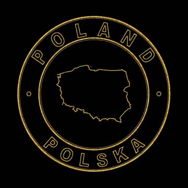 Polonya Haritası, Altın Damga Siyah Arkaplan, Kırpma Yolu