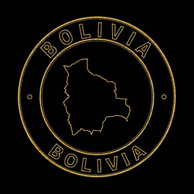 Bolivya Haritası, Altın Damga Kara Arkaplan, Kırpma Yolu