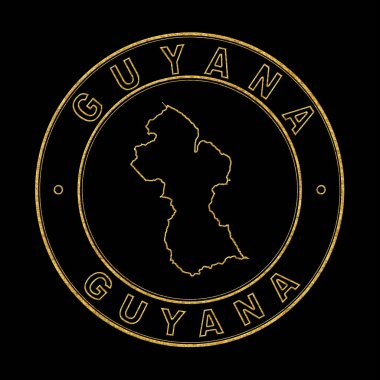 Guyana Haritası, Altın Damga Siyah Arkaplan, Kırpma Yolu