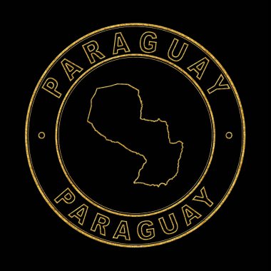 Paraguay Haritası, Altın Damga Kara Arkaplan, Kırpma Yolu