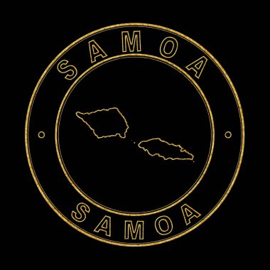 Samoa Haritası, Altın Damga Siyah Arkaplan, Kırpma Yolu