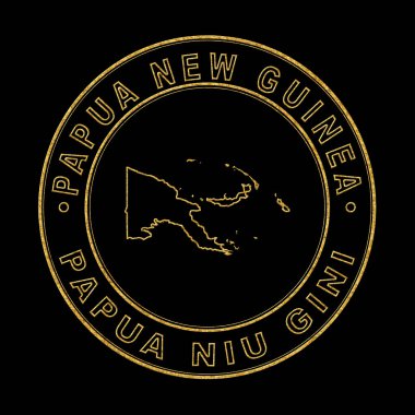 Papua Yeni Gine Haritası, Altın Damga Siyah Arkaplan, Kırpma Yolu