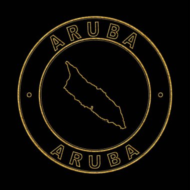Aruba Haritası, Altın Damga Kara Arkaplan, Kırpma Yolu
