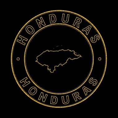 Honduras Haritası, Altın Damga Siyah Arkaplan, Kırpma Yolu