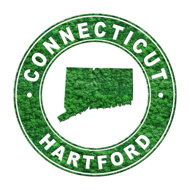 Connecticut haritası, CO2 emisyon konsepti, kırpma yolu.