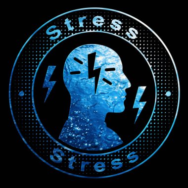 Stress, Psychology Concept, Water Icon on Black Background, Clipping Path clipart