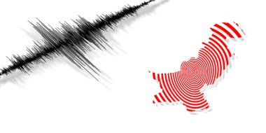 Pakistan haritası Richter ölçeğinde sismik aktivite depremi