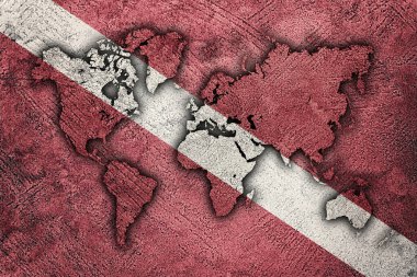 Dalgıç Down Flag, Dünya Haritası Scuba bayrağı. 