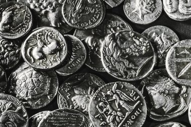  Pile of Ancient Silver Coins, Coins Background clipart