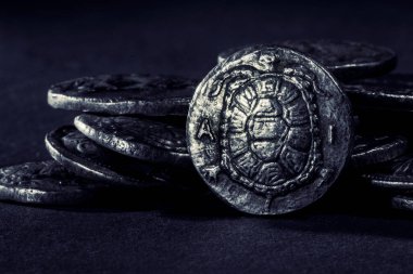 Antik Yunan madeni parası, Aegina, Drachm, segmentli kabuklu kaplumbağa, MÖ 350-338