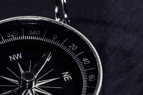 Stock image Compass On Black Background, Compass Copy Space