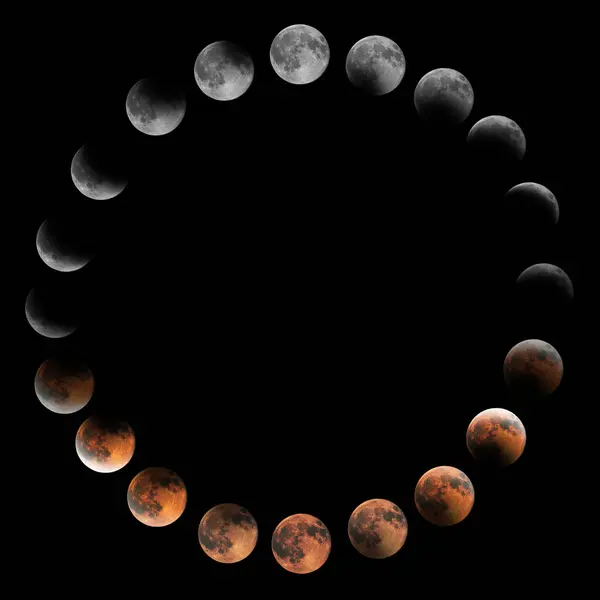 stock image Lunar Eclipse Phases, Blood moon, Composite Lunar Eclipse