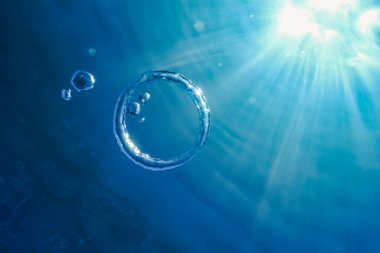 Kabarcık halkası Su altında güneşe doğru yükselir.