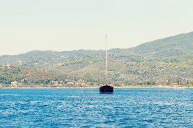 Güzel Yelkenli tekne yat, Yatçılık, seyahat ve aktif yaşam tarzı kavramı
