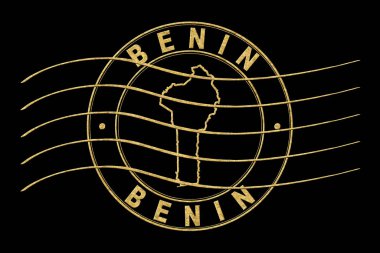 Benin Haritası, Posta Pasaportu Damgası, Seyahat Damgası, Yuvarlak Tasarım