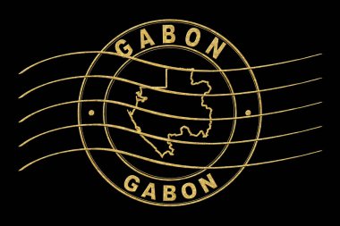 Gabon Haritası, Posta Pasaportu Damgası, Seyahat Damgası, Yuvarlak Tasarım