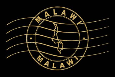 Malawi Haritası, Posta Pasaportu Damgası, Seyahat Damgası, Yuvarlak Tasarım