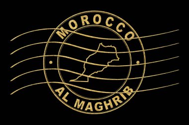 Fas Haritası, Posta Pasaportu Damgası, Seyahat Damgası, Yuvarlak Tasarım