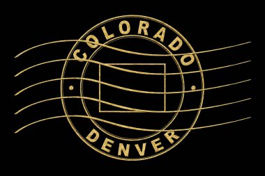 Colorado Haritası, Posta Pasaportu Damgası, Seyahat Damgası, Yuvarlak Tasarım