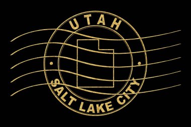 Utah Haritası, Posta Pasaportu Damgası, Seyahat Damgası, Yuvarlak Tasarım
