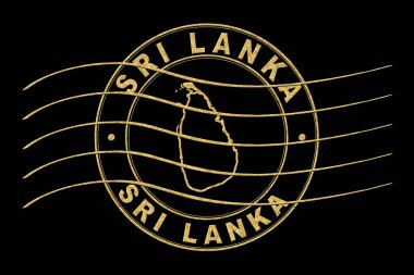 Sri Lanka Haritası, Posta Pasaportu Damgası, Seyahat Damgası, Yuvarlak Tasarım