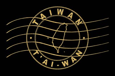 Tayvan Haritası, Posta Pasaportu Damgası, Seyahat Damgası, Yuvarlak Tasarım