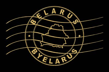 Belarus Haritası, Posta Pasaportu Damgası, Seyahat Damgası, Yuvarlak Tasarım