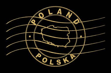 Polonya Haritası, Posta Pasaportu Damgası, Seyahat Damgası, Yuvarlak Tasarım