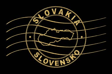 Slovakya Haritası, Posta Pasaportu Damgası, Seyahat Damgası, Yuvarlak Tasarım