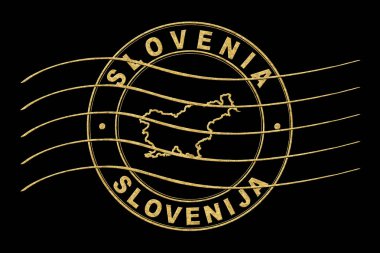 Slovenya Haritası, Posta Pasaportu Damgası, Seyahat Damgası, Yuvarlak Tasarım