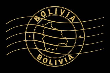 Bolivya Haritası, Posta Pasaportu Damgası, Seyahat Damgası, Yuvarlak Tasarım