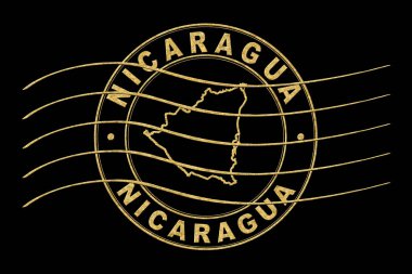 Nikaragua Haritası, Posta Pasaportu Damgası, Seyahat Damgası, Yuvarlak Tasarım