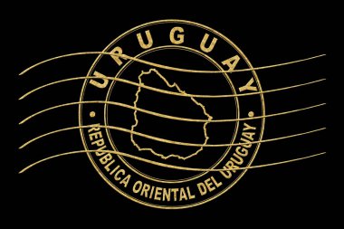 Uruguay Haritası, Posta Pasaportu Damgası, Seyahat Damgası, Yuvarlak Tasarım