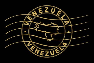 Venezuela Haritası, Posta Pasaportu Damgası, Seyahat Damgası, Yuvarlak Tasarım