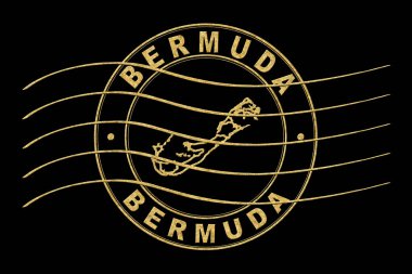 Bermuda Haritası, Posta Pasaportu Damgası, Seyahat Damgası, Yuvarlak Tasarım