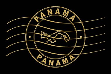 Panama Haritası, Posta Pasaportu Damgası, Seyahat Damgası, Yuvarlak Tasarım